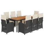 vidaXL Set mobilier de grădină cu perne, 9 piese, negru, poliratan vidaXL Set mobilier de grădină cu perne, 9 piese, negru, poliratan