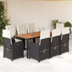 vidaXL Set mobilier de grădină cu perne, 9 piese, negru, poliratan vidaXL Set mobilier de grădină cu perne, 9 piese, negru, poliratan