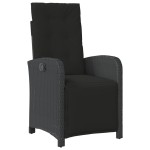 vidaXL Set bistro cu perne, 3 piese, negru, poliratan