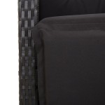 vidaXL Set bistro cu perne, 3 piese, negru, poliratan