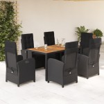 vidaXL Set mobilier de grădină cu perne, 7 piese, negru, poliratan vidaXL Set mobilier de grădină cu perne, 7 piese, negru, poliratan