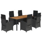 vidaXL Set mobilier de grădină cu perne, 7 piese, negru, poliratan vidaXL Set mobilier de grădină cu perne, 7 piese, negru, poliratan
