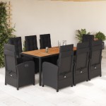 vidaXL Set mobilier de grădină cu perne, 9 piese, negru, poliratan vidaXL Set mobilier de grădină cu perne, 9 piese, negru, poliratan
