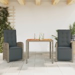 vidaXL Set bistro de grădină cu perne, 3 piese, gri, poliratan vidaXL Set bistro de grădină cu perne, 3 piese, gri, poliratan