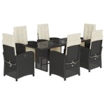 vidaXL Set mobilier de grădină cu perne, 7 piese, negru, poliratan vidaXL Set mobilier de grădină cu perne, 7 piese, negru, poliratan