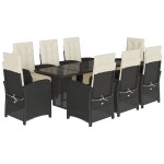 vidaXL Set mobilier de grădină cu perne, 9 piese, negru, poliratan vidaXL Set mobilier de grădină cu perne, 9 piese, negru, poliratan
