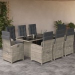 vidaXL Set mobilier grădină cu perne, 9 piese, gri deschis, poliratan vidaXL Set mobilier grădină cu perne, 9 piese, gri deschis, poliratan