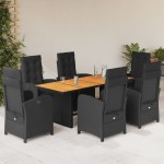 vidaXL Set mobilier de grădină cu perne, 7 piese, negru, poliratan vidaXL Set mobilier de grădină cu perne, 7 piese, negru, poliratan