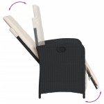 vidaXL Set bistro cu perne, 3 piese, negru, poliratan