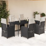 vidaXL Set mobilier de grădină cu perne, 7 piese, negru, poliratan vidaXL Set mobilier de grădină cu perne, 7 piese, negru, poliratan
