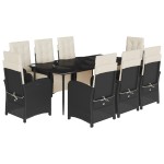 vidaXL Set mobilier de grădină cu perne, 9 piese, negru, poliratan vidaXL Set mobilier de grădină cu perne, 9 piese, negru, poliratan
