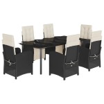 vidaXL Set mobilier de grădină cu perne, 7 piese, negru, poliratan vidaXL Set mobilier de grădină cu perne, 7 piese, negru, poliratan