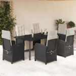 vidaXL Set mobilier de grădină cu perne, 7 piese, negru, poliratan vidaXL Set mobilier de grădină cu perne, 7 piese, negru, poliratan