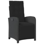 vidaXL Set bistro cu perne, 3 piese, negru, poliratan