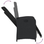 vidaXL Set bistro cu perne, 3 piese, negru, poliratan
