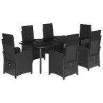 vidaXL Set mobilier de grădină cu perne, 7 piese, negru, poliratan vidaXL Set mobilier de grădină cu perne, 7 piese, negru, poliratan