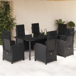 vidaXL Set mobilier de grădină cu perne, 7 piese, negru, poliratan vidaXL Set mobilier de grădină cu perne, 7 piese, negru, poliratan
