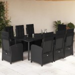 vidaXL Set mobilier de grădină cu perne, 9 piese, negru, poliratan vidaXL Set mobilier de grădină cu perne, 9 piese, negru, poliratan