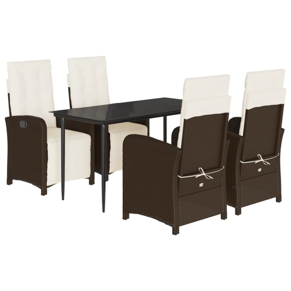 vidaXL Set mobilier de grădină, 5 piese, cu perne, maro, poliratan