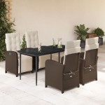 vidaXL Set mobilier de grădină, 5 piese, cu perne, maro, poliratan vidaXL Set mobilier de grădină, 5 piese, cu perne, maro, poliratan