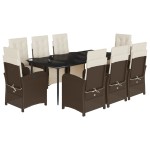 vidaXL Set mobilier de grădină cu perne, 9 piese, maro, poliratan