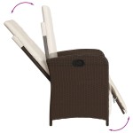 vidaXL Set bistro cu perne, 3 piese, maro, poliratan