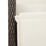 vidaXL Set bistro cu perne, 3 piese, maro, poliratan