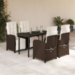 vidaXL Set mobilier de grădină, 5 piese, cu perne, maro, poliratan vidaXL Set mobilier de grădină, 5 piese, cu perne, maro, poliratan
