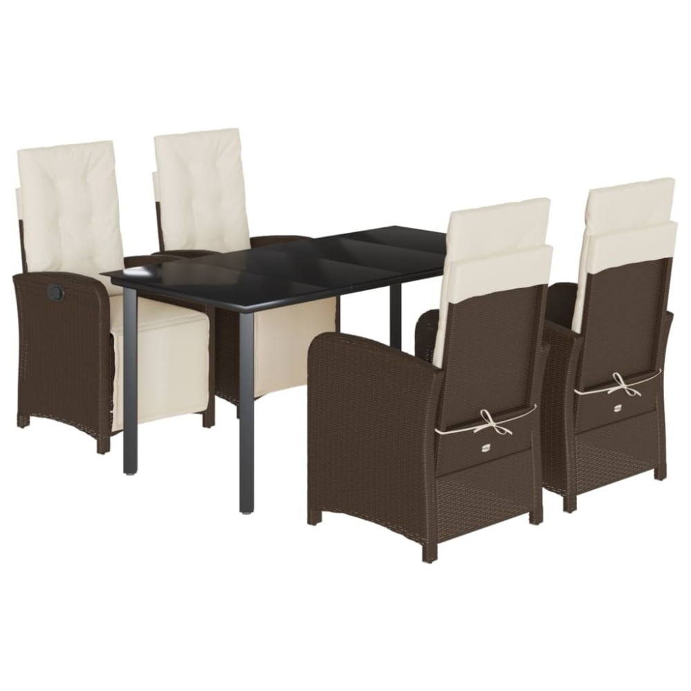 vidaXL Set mobilier de grădină, 5 piese, cu perne, maro, poliratan
