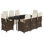 vidaXL Set mobilier de grădină cu perne, 9 piese, maro, poliratan