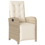 vidaXL Set bistro cu perne, 3 piese, bej, poliratan