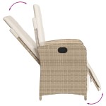 vidaXL Set bistro cu perne, 3 piese, bej, poliratan