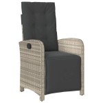 vidaXL Set bistro cu perne, 3 piese, gri deschis, poliratan
