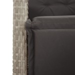 vidaXL Set bistro cu perne, 3 piese, gri deschis, poliratan