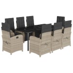 vidaXL Set mobilier grădină cu perne, 9 piese, gri deschis, poliratan