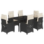 vidaXL Set mobilier de grădină cu perne, 7 piese, negru, poliratan vidaXL Set mobilier de grădină cu perne, 7 piese, negru, poliratan