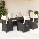 vidaXL Set mobilier de grădină cu perne, 7 piese, negru, poliratan vidaXL Set mobilier de grădină cu perne, 7 piese, negru, poliratan