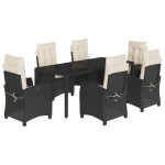vidaXL Set mobilier de grădină cu perne, 7 piese, negru, poliratan vidaXL Set mobilier de grădină cu perne, 7 piese, negru, poliratan