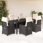 vidaXL Set mobilier de grădină cu perne, 7 piese, negru, poliratan vidaXL Set mobilier de grădină cu perne, 7 piese, negru, poliratan