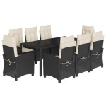 vidaXL Set mobilier de grădină cu perne, 9 piese, negru, poliratan vidaXL Set mobilier de grădină cu perne, 9 piese, negru, poliratan