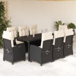 vidaXL Set mobilier de grădină cu perne, 9 piese, negru, poliratan vidaXL Set mobilier de grădină cu perne, 9 piese, negru, poliratan