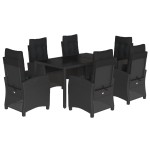 vidaXL Set mobilier de grădină cu perne, 7 piese, negru, poliratan vidaXL Set mobilier de grădină cu perne, 7 piese, negru, poliratan