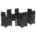 vidaXL Set mobilier de grădină cu perne, 7 piese, negru, poliratan vidaXL Set mobilier de grădină cu perne, 7 piese, negru, poliratan