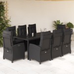 vidaXL Set mobilier de grădină cu perne, 9 piese, negru, poliratan vidaXL Set mobilier de grădină cu perne, 9 piese, negru, poliratan