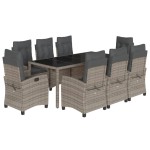 vidaXL Set mobilier grădină cu perne, 9 piese, gri, poliratan vidaXL Set mobilier grădină cu perne, 9 piese, gri, poliratan