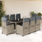 vidaXL Set mobilier grădină cu perne, 9 piese, gri, poliratan vidaXL Set mobilier grădină cu perne, 9 piese, gri, poliratan