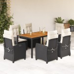 vidaXL Set mobilier de grădină cu perne, 7 piese, negru, poliratan vidaXL Set mobilier de grădină cu perne, 7 piese, negru, poliratan