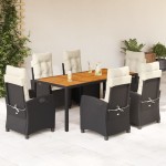 vidaXL Set mobilier de grădină cu perne, 7 piese, negru, poliratan vidaXL Set mobilier de grădină cu perne, 7 piese, negru, poliratan