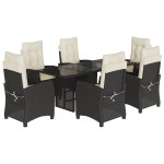 vidaXL Set mobilier de grădină cu perne, 7 piese, negru, poliratan vidaXL Set mobilier de grădină cu perne, 7 piese, negru, poliratan
