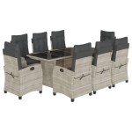vidaXL Set mobilier grădină cu perne, 9 piese, gri deschis, poliratan
